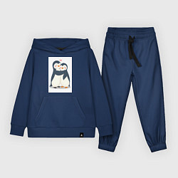 Костюм хлопковый детский Пингвинчики обнимаются, цвет: тёмно-синий