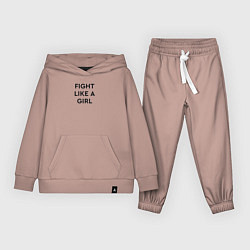 Костюм хлопковый детский Fight like a girl, цвет: пыльно-розовый