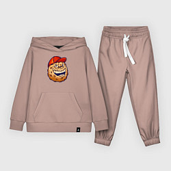 Костюм хлопковый детский Печенье в кепке, цвет: пыльно-розовый