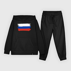 Костюм хлопковый детский Флаг россии нарисованный, цвет: черный