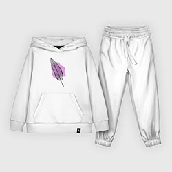 Костюм хлопковый детский Контуры листа на сливовом, цвет: белый