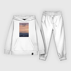 Костюм хлопковый детский Favorite city с городским пейзажем, цвет: белый