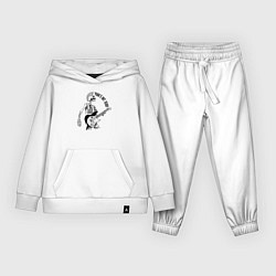 Костюм хлопковый детский Skeleton guitarist - punks not dead motto, цвет: белый