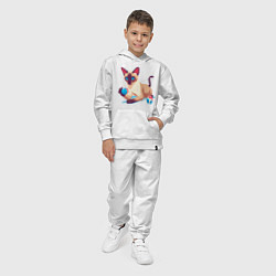 Костюм хлопковый детский Игривый сиамский котик, цвет: белый — фото 2