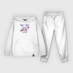 Костюм хлопковый детский Сердитый кролик с морковкой, цвет: белый