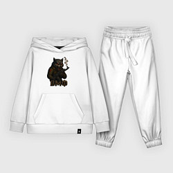 Костюм хлопковый детский ВМФ волк с автоматом, цвет: белый