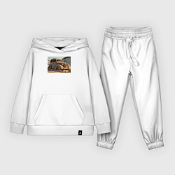 Костюм хлопковый детский Песчаный Автомобиль: Дорога в Пустыне, цвет: белый