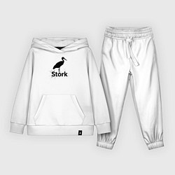 Костюм хлопковый детский Аист черной краской, цвет: белый