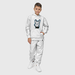 Костюм хлопковый детский Знак рок-н-рол на стене, цвет: белый — фото 2