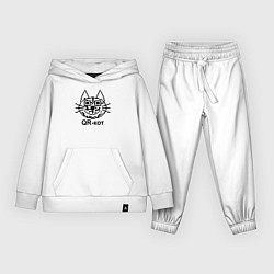 Костюм хлопковый детский QR - кот, цвет: белый