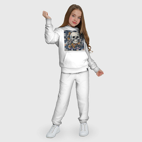 Детский костюм Череп в цветах мозаика / Белый – фото 3