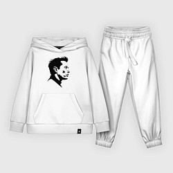 Костюм хлопковый детский Илон Маск в профиль, цвет: белый