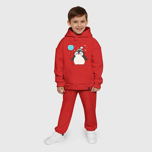 Детский костюм оверсайз Пингвин с шариком / Красный – фото 4