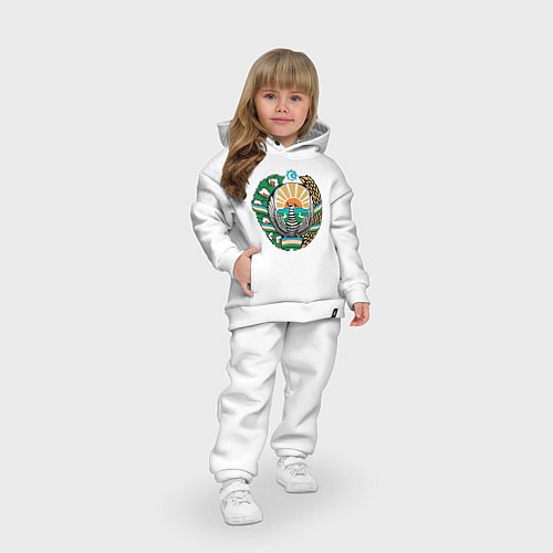 Детский костюм оверсайз Узбекистан герб / Белый – фото 3