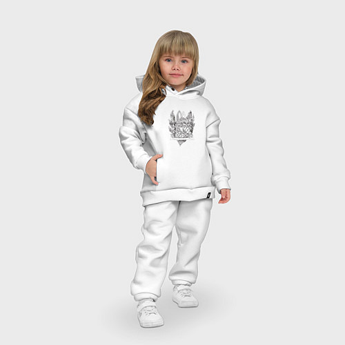 Детский костюм оверсайз Расписной хаски / Белый – фото 3