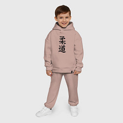 Детский костюм оверсайз Дзюдо: иероглиф, цвет: пыльно-розовый — фото 2