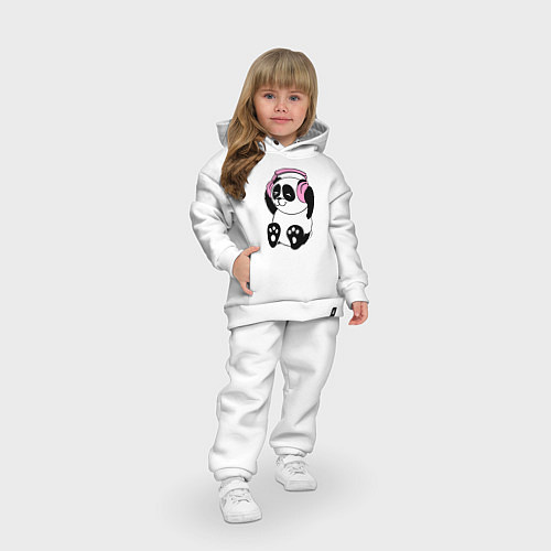 Детский костюм оверсайз Panda in headphones панда в наушниках / Белый – фото 3