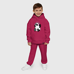Детский костюм оверсайз Panda in headphones панда в наушниках, цвет: маджента — фото 2