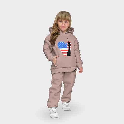 Детский костюм оверсайз Люблю Америку / Пыльно-розовый – фото 3