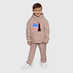 Детский костюм оверсайз Люблю Америку, цвет: пыльно-розовый — фото 2