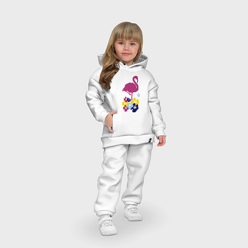 Детский костюм оверсайз Фиолетовый фламинго / Белый – фото 3