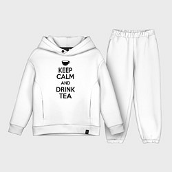 Детский костюм оверсайз Keep Calm & Drink Tea, цвет: белый