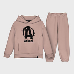 Детский костюм оверсайз Animal Logo, цвет: пыльно-розовый