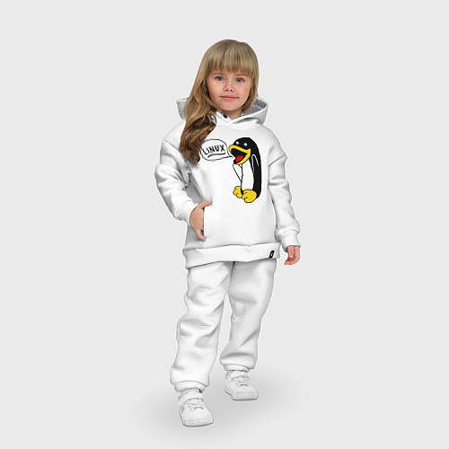 Детский костюм оверсайз Пингвин: Linux / Белый – фото 3