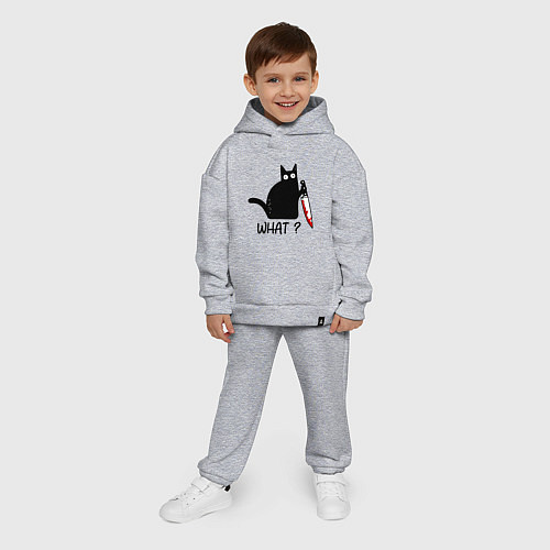 Детский костюм оверсайз What cat / Меланж – фото 4