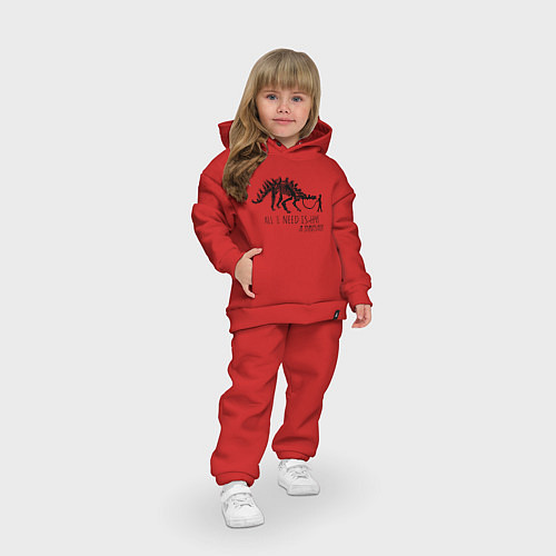 Детский костюм оверсайз All a need is dinosaur / Красный – фото 3