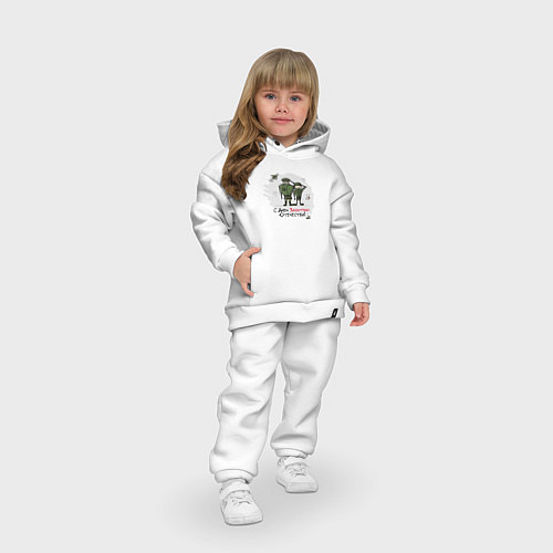 Детский костюм оверсайз С Днем Защитника Отечества / Белый – фото 3
