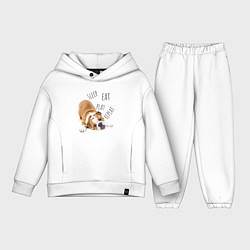 Детский костюм оверсайз Sleep Eat Play Repeat Бульдог, цвет: белый