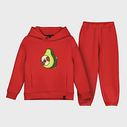 Детский костюм оверсайз Мопс-авокадо, цвет: красный