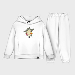 Детский костюм оверсайз Тоторо и девочки, цвет: белый