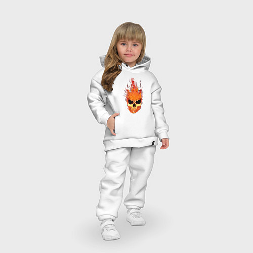 Детский костюм оверсайз Fire flame skull / Белый – фото 3