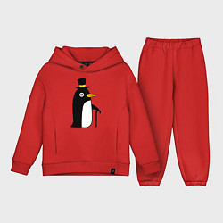 Детский костюм оверсайз Пингвин в шляпе, цвет: красный