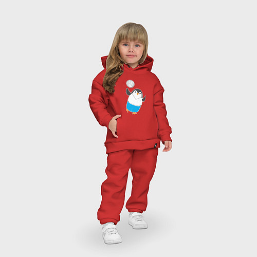 Детский костюм оверсайз Волейбол - Пингвин / Красный – фото 3