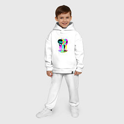Детский костюм оверсайз 4 ЧЕРЕПА SKULLS NEON, цвет: белый — фото 2