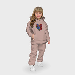 Детский костюм оверсайз Цветочное сердце, цвет: пыльно-розовый — фото 2