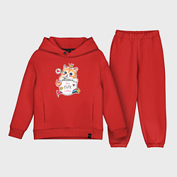 Детский костюм оверсайз Котенок в кармане, цвет: красный