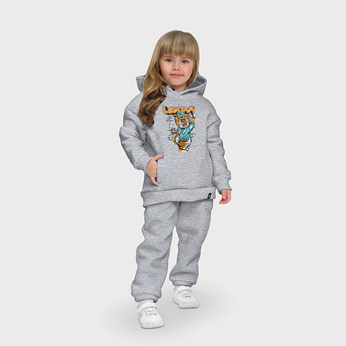 Детский костюм оверсайз Тигр игрок в гольф / Меланж – фото 3