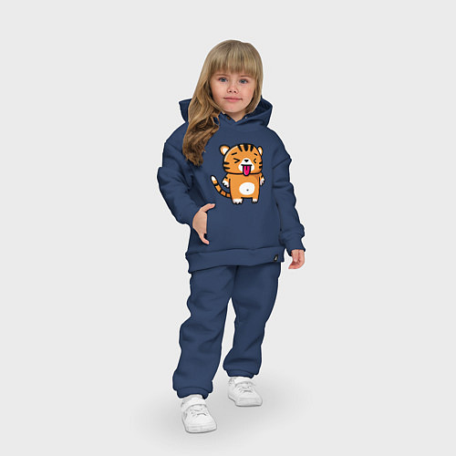 Детский костюм оверсайз Милый тигренок - символ года 2022 / Тёмно-синий – фото 3