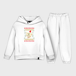 Детский костюм оверсайз Рождественский свитер кашляющий кот, цвет: белый
