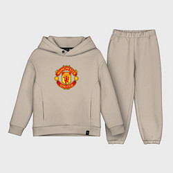 Детский костюм оверсайз Манчестер Юнайтед логотип, цвет: миндальный