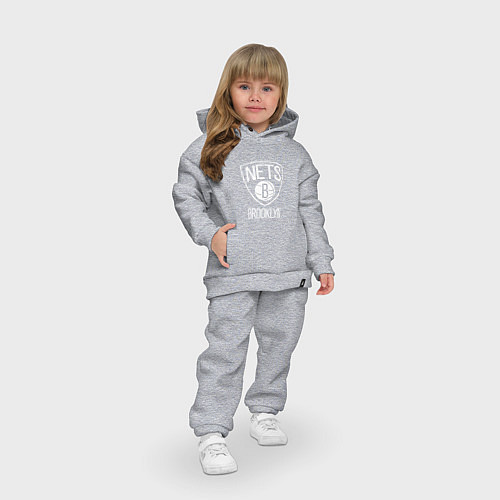 Детский костюм оверсайз Бруклин Нетс логотип / Меланж – фото 3