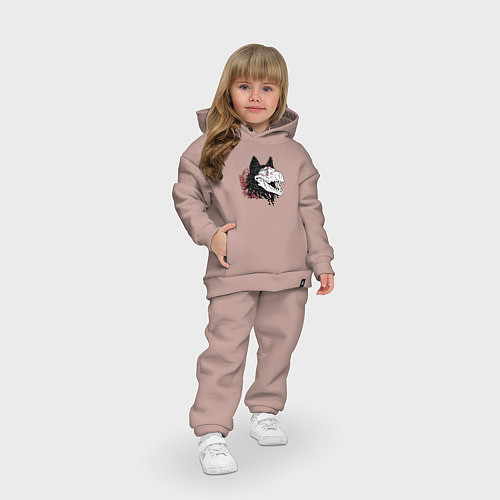 Детский костюм оверсайз Fashionable avant-garde wolf / Пыльно-розовый – фото 3