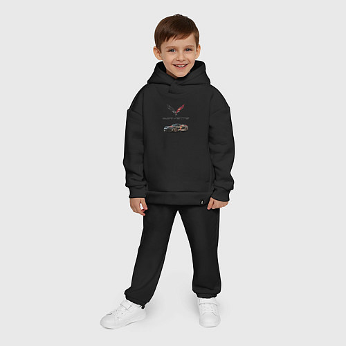 Детский костюм оверсайз Chevrolet Corvette - Motorsport racing team / Черный – фото 4