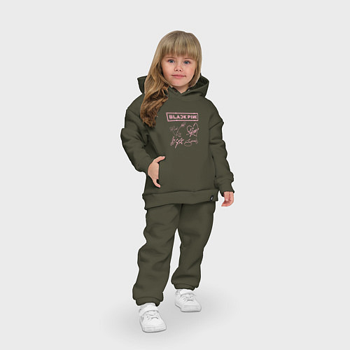 Детский костюм оверсайз BLACKPINK АВТОГРАФЫ БЛЭКПИНК / Хаки – фото 3