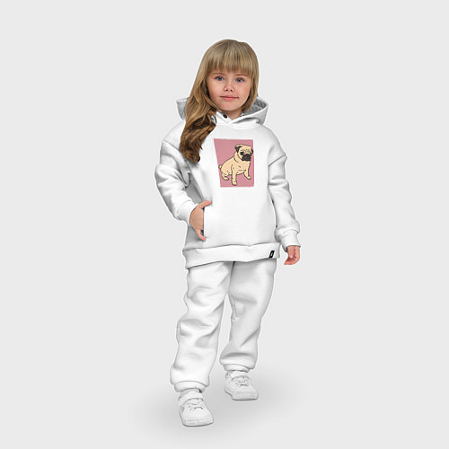 Детский костюм оверсайз Мопс на пепельно-розовом серия второй / Белый – фото 3