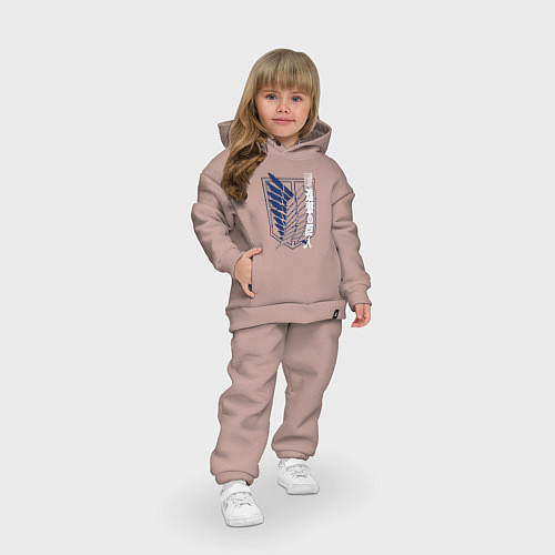 Детский костюм оверсайз Атака Титанов - эмблема / Пыльно-розовый – фото 3